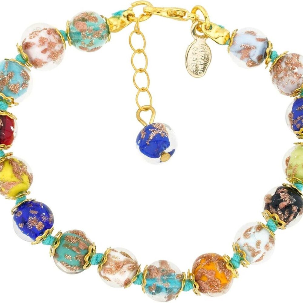 Murano Glass Bracelet Handmade Italian Multicolor Beaded Jewelry For Women